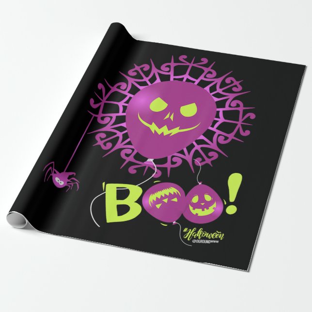 Papel De Regalo Spider Gift Boo Ghost Bats Spider Creepe Halloween (Desenrollado)