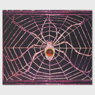 Papel De Regalo SPIDER Y WEB Red Ruby Gemstone Negro