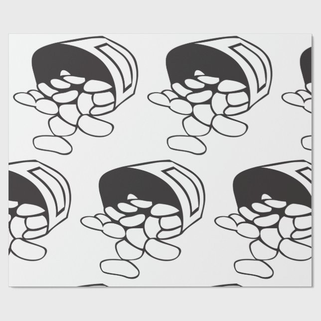 Papel De Regalo Spilled Beans Black and White Outline (Superficie plana)