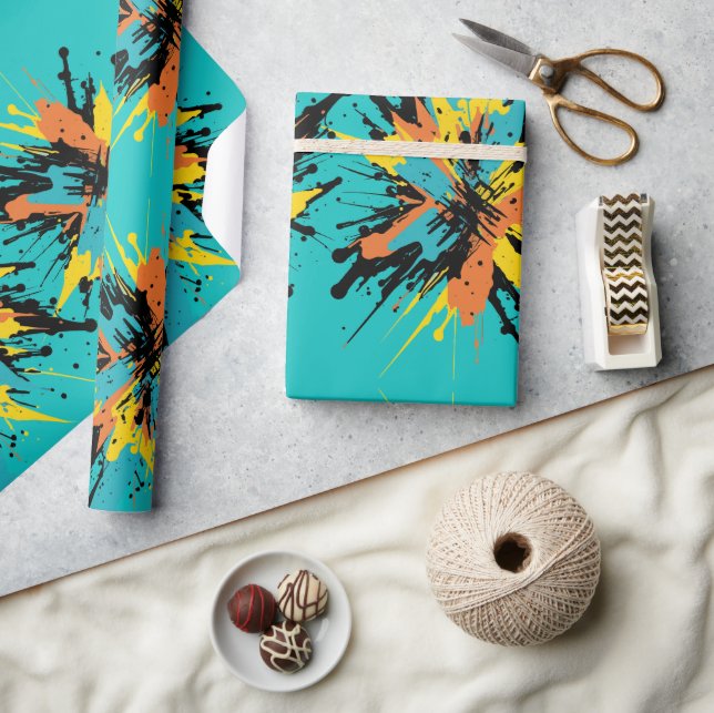 Papel De Regalo Splat de pintura azul turquesa Guay (Artesanía)