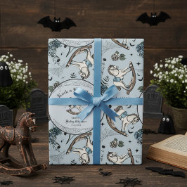 Papel De Regalo Spooky Blue Vintage Rocke Horse Baby Shower