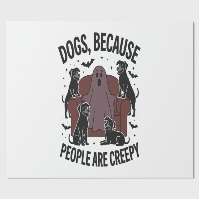 Papel De Regalo Spooky Halloween Dog Spooky Ghost 2 (Superficie plana)