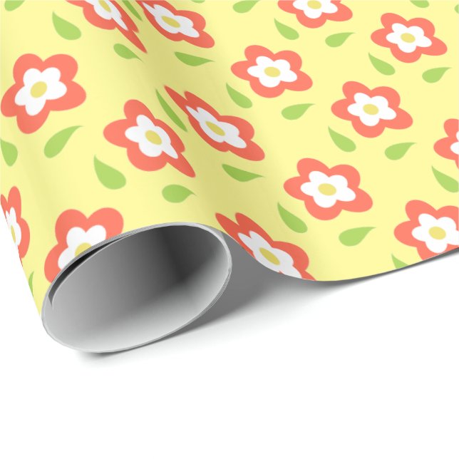 Papel De Regalo Spring Bubble Flowers Yellow Pattern (Esquina del rollo)