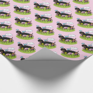 Papel De Regalo Spring Dachshund Dog Dachsie (negro y marrón) Cute