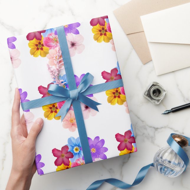 Papel De Regalo Spring Harmony - Mixed Watercolor Flower Bouquet (Regalar)