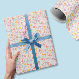 Papel De Regalo Spring Pastel Flowers Pink Purple Yellow Cream