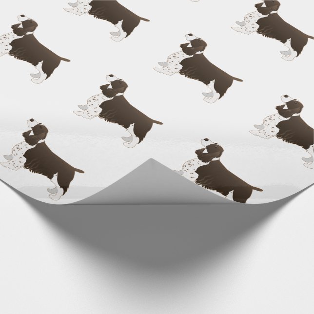 Papel De Regalo Springer Spaniel Dog Siluette Brown de raza básica (Esquina)