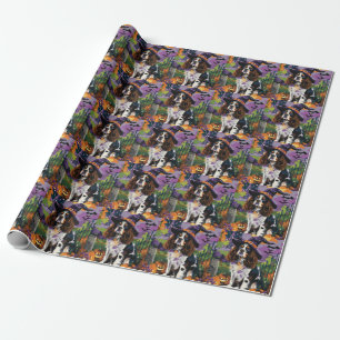 Papel De Regalo Springer Spaniel espeluznante bruja de Halloween c