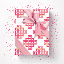 Papel De Regalo Square Endless Knot in Pink and Orange