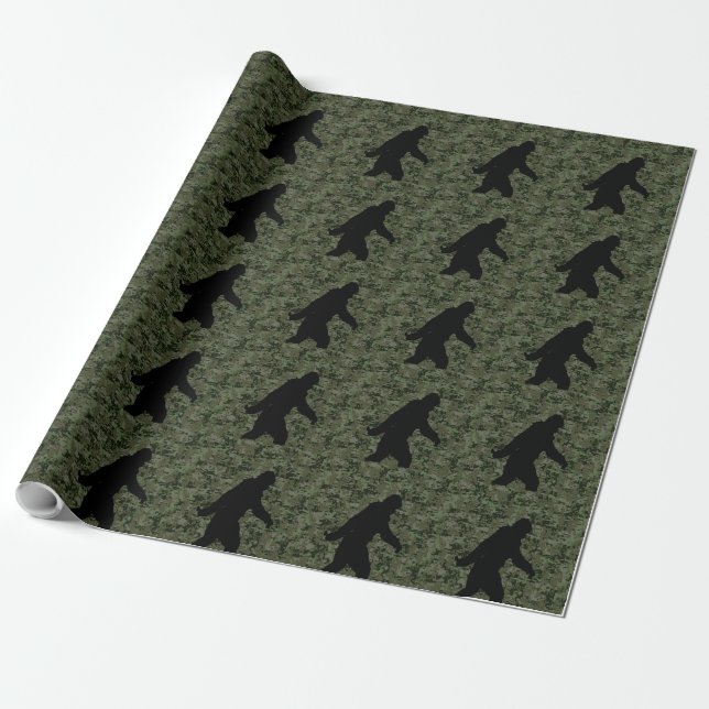 Papel De Regalo Squatchin por en camuflaje digital de olivos (Desenrollado)