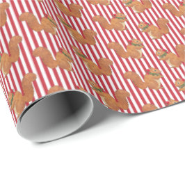 Papel De Regalo Squirrels and Holly Stripes Holiday