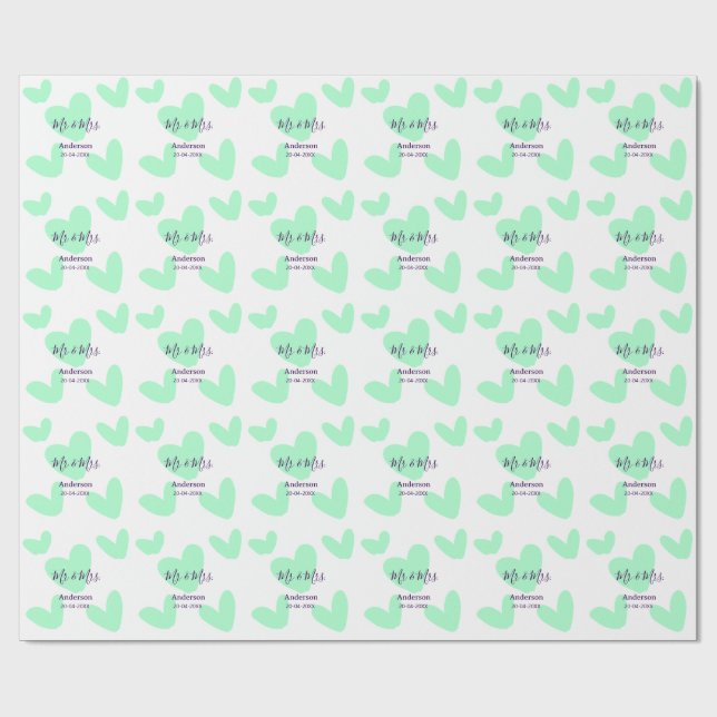 Papel De Regalo Sr & Sra agregar apellido fecha año favor de la bo (Superficie plana)