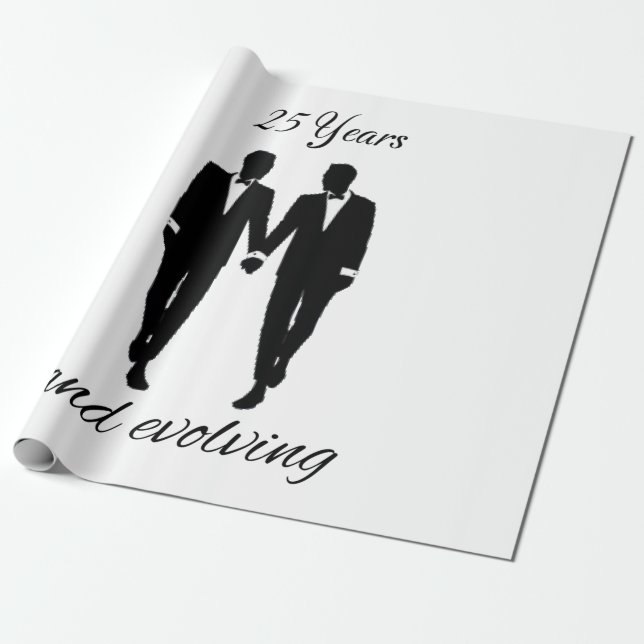 Papel de regalo Sr y Sr blanco y negro (Desenrollado)