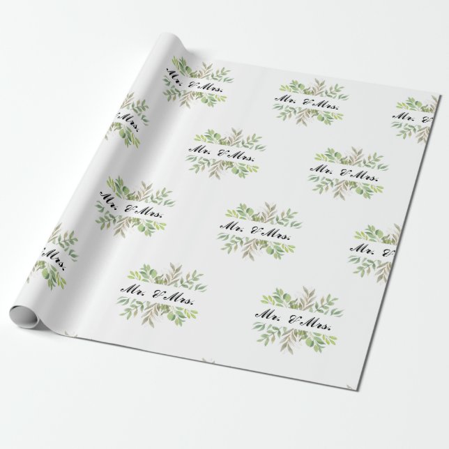 Papel De Regalo Sr. y Sra. boda (Desenrollado)