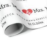 Papel De Regalo Sr. y Sra. Red Heart Boda<br><div class="desc">Mr and Mrs Red Heart Boda papel de envolvimiento de regalo .. perfecto para las recién casadas .. mister y omisión papel de envolver personalizado para el boda / aniversario de Ricaso</div>