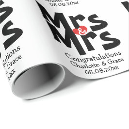 Papel De Regalo Sra. Y Sra. Bold Lesbian Boda Personalizada