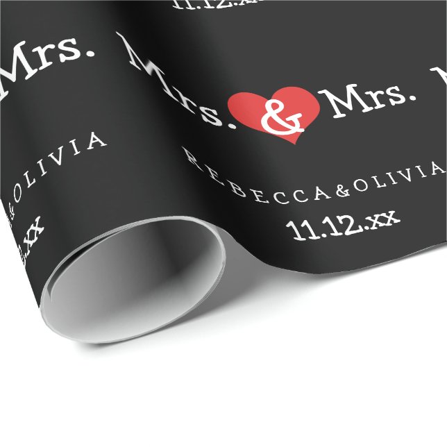 Papel De Regalo Sra. y Sra. Two Brides Boda (Esquina del rollo)