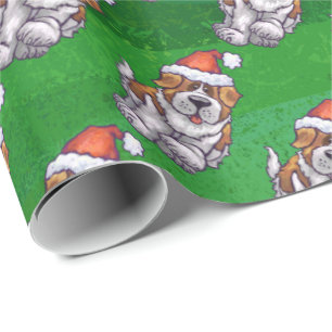Papel De Regalo St Bernard lindo en modelo del gorra en verde