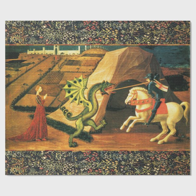 PAPEL DE REGALO ST. GEORGE, DRAGON Y PRINCESS (Superficie plana)