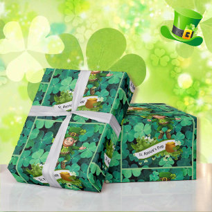 Papel De Regalo St. Patrick's Day Leprechaun Clover Shamrock