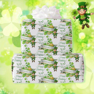 Papel De Regalo St. Patrick's Day Leprechaun Cualquier mensaje de 