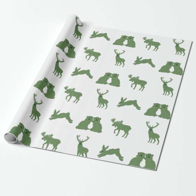 Papel De Regalo Staffordshire Dogs Topiary Deer Rabbit (Desenrollado)