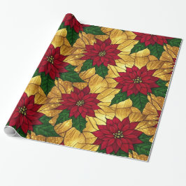 Papel De Regalo Stained Glass Poinsettia Elegant Christmas