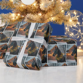 Papel De Regalo Stallion vistiendo una corona de Navidades