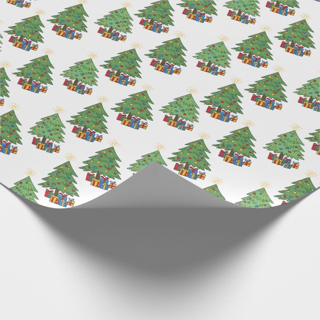 Papel De Regalo Star-topped Christmas Trees and Gifts Pattern (Esquina)