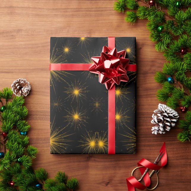 Papel De Regalo Starburst amarillo (Regalo de vacaciones)