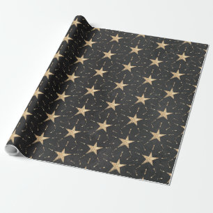 Papel De Regalo Starburts Blandas de Oro y Negro