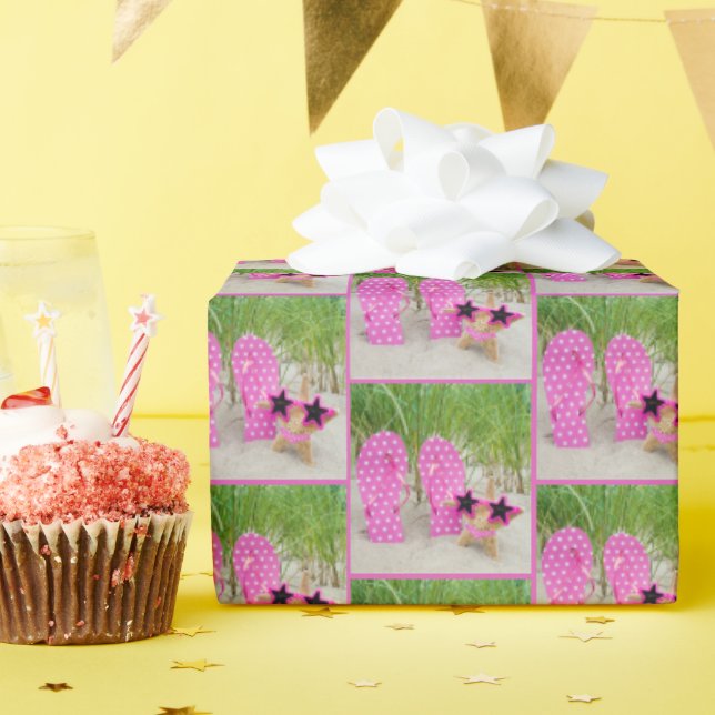 Papel De Regalo Starfish and Flip-Flops in Sand (Fiesta de cumpleaños )