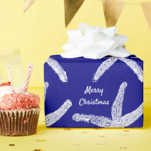 Papel De Regalo Starfish Navy Blue White Merry Christmas 2023