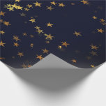 Papel De Regalo Starry Night Blue Navy Forest Gold Confetti<br><div class="desc">diseño florenceK Delicate madera estrellada papel de envoltura forestal.</div>