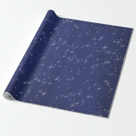Papel De Regalo Starry Night Blue Navy Gray Silver Confetti Deicat