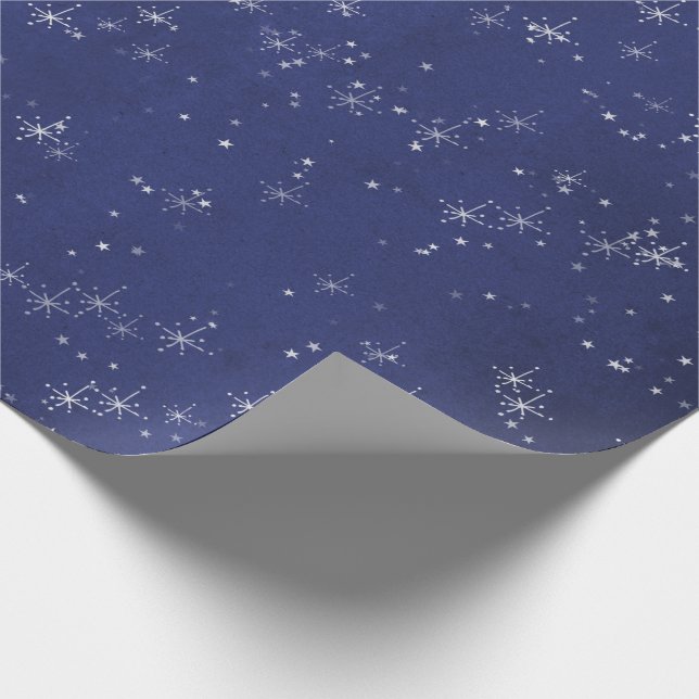 Papel De Regalo Starry Night Blue Navy Gray Silver Confetti Deicat (Esquina)