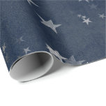 Papel De Regalo Starry Night Blue Navy Stars Gray Silver Confetti<br><div class="desc">diseño florenceK Delicate madera estrellada papel de envoltura forestal.</div>