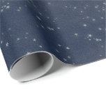 Papel De Regalo Starry Night Blue Navy White Gray Silver Confetti<br><div class="desc">diseño florenceK Delicate madera estrellada papel de envoltura forestal.</div>