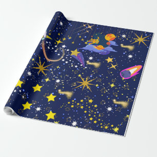 Papel De Regalo Starry Night Dark Blue Sky