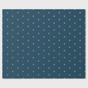Papel De Regalo Starry Night Silver Stars Blue Wrapee Paper