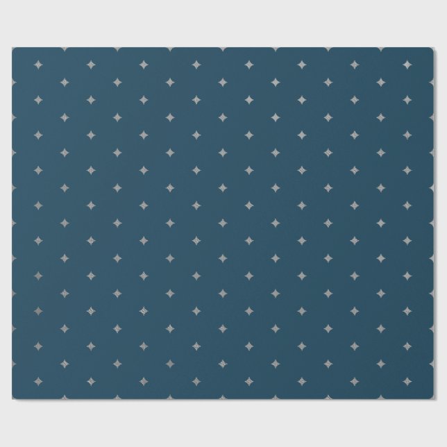 Papel De Regalo Starry Night Silver Stars Blue Wrapee Paper (Superficie plana)