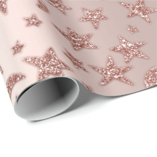 Papel De Regalo Stars Moon Skinny Rosa Rubor Sparkly Pastel VIP