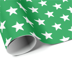 Papel De Regalo Stars patrón blanco verde patriótico Regalo de vac