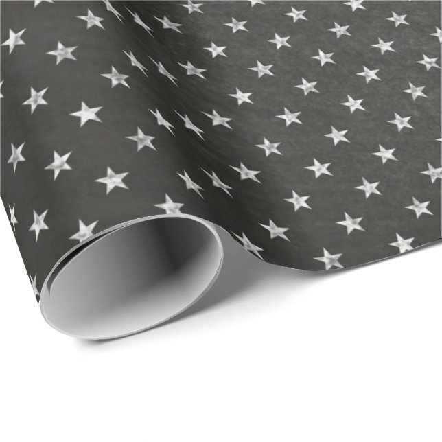 Papel De Regalo Stars Sky Black White Night Chalkboard Delicate (Esquina del rollo)