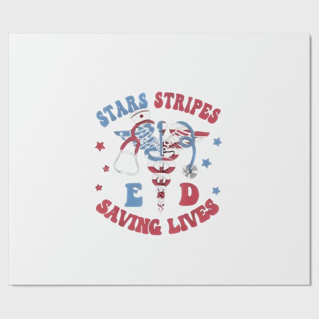 Papel De Regalo Stars Stripes E D Salvando vidas (Superficie plana)