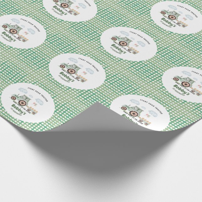 Papel De Regalo Start Your Tractor 1st Birthday (Esquina)