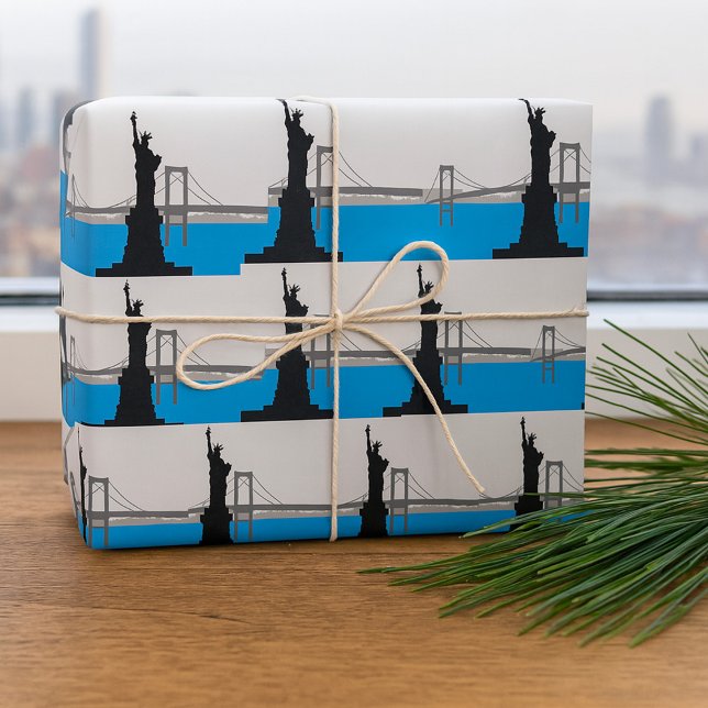 Papel De Regalo Statue of Liberty Silhouette New York Skyline (Subido por el creador)