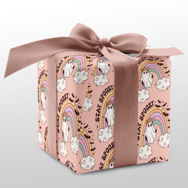 Papel De Regalo Stay Spooky Halloween Ghost Pink (Subido por el creador)