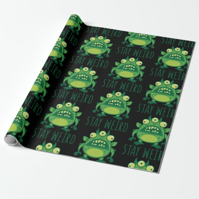 Papel De Regalo Stay Weird Alien Monster (Desenrollado)