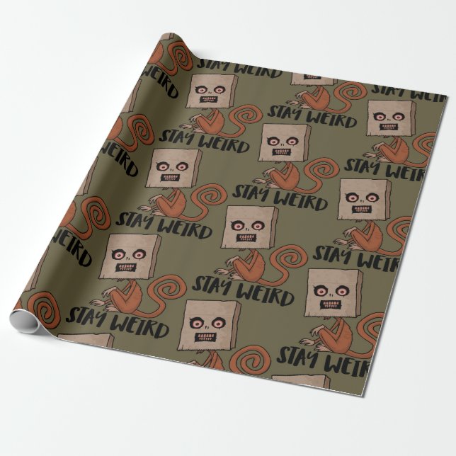 Papel De Regalo Stay Weird Sack Monkey (Desenrollado)